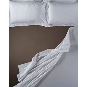 LENZUOLISSIMI - Beddengoed van satijn katoen, aantal draden 300, voor tweepersoonsbed, 180 x 200 cm, gemaakt in Italië, bruin