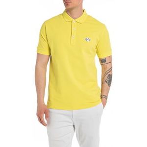 Replay Poloshirt voor heren, korte mouwen, regular fit, 447 Sun Yellow, XL