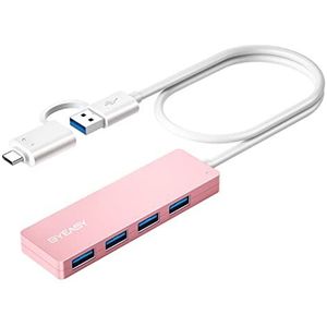 BYEASY USB HUB, USB C Hub naar USB 3.0 HUB met 4 poorten en 2 ft verlengde kabel, ultradunne draagbare USB-splitter voor MacBook, Mac Pro/Mini, iMac, Ps4, Surface Pro, XPS, PC, Flash Drive, Samsung
