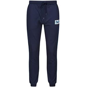 DKNY Heren Jersey Manchetten Lounge Broek in Blauw met Branded Hip Print, Contrasterende Been Piping & Branded Draw Cord Ends Casual, Navy, Extra Large, marineblauw, XL