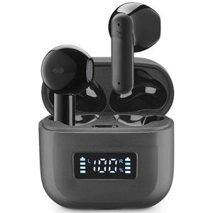 cellularline Tone TWS Bluetooth hoofdtelefoon met ENC (Environmental Noise Cancelling), 4 microfoons, LED-display, Total Play Time 20 uur, zwart