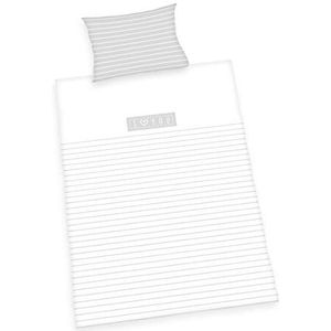 Herding Baby Best beddengoedset, katoen, wit/grijs, 40 x 60 cm, 100 x 135 cm