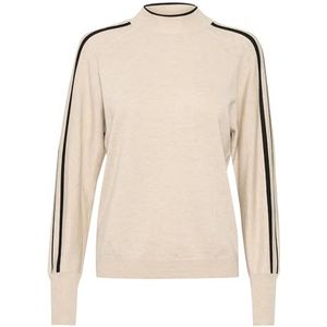 KAFFE Damestrui met hoge hals, strepen, casual, pasvorm, strak, gebreide heup-lengte, Veer Grijs Melange, M