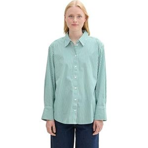 TOM TAILOR Denim Damesblouse, 35947 - Groen Wit Verticale Stripe, XL