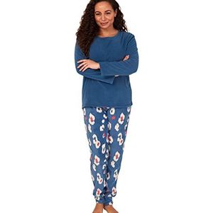 Indigo Sky Gemma Cosy fleece pyjama met manchetten voor dames, Kira Animal Ocean Blauw, 40-42