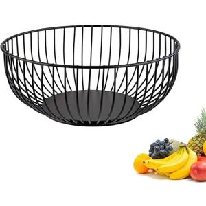 Westmark Draadmand Lumos Small – Stijlvolle Fruitschaal & Broodmand – Decoratieve Metalen Mand voor Fruit, Groenten, Brood & Broodjes – Zwart, 20 cm