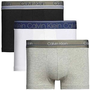 Calvin Klein Heren Trunks (Pack van 3), Zwart/Wit/Grijs, M
