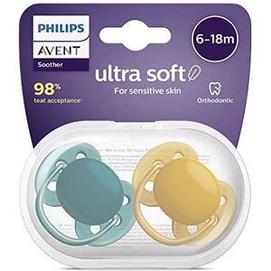 PHILIPS Avent ultra soft-fopspeen, 2 stuks - BPA-vrije speen voor baby's van 6-18 maanden (model SCF091/04)