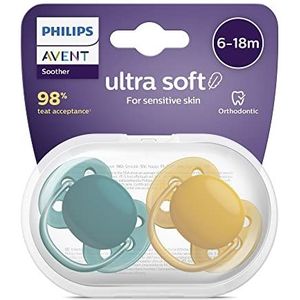Philips Avent ultra soft-fopspeen, 2 stuks - BPA-vrije speen voor baby's van 6-18 maanden (model SCF091/04)