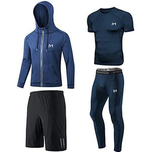 MEETYOO Compressieshirt voor heren, sportlegging, hardloopbroek, functioneel shirt voor heren, compressiebroek, functionele kleding voor hardlopen, sportschool, fitness