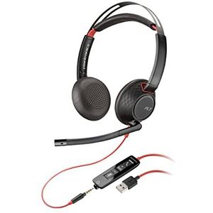 Poly Blackwire 5220 stereo hoofdtelefoon, bekabeld, microfoon met ruisonderdrukking (Plantronics), de hele dag door comfort, USB-A: PC/Mac of mobiele telefoon via een 3,5 mm stekker