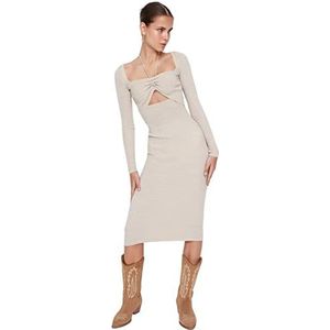 Trendyol Acryl Jurk - Beige - Bodycon L Beige, Beige, L