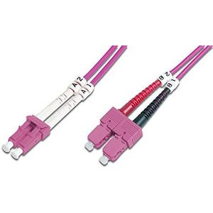 DIGITUS DK-2532-01-4 – Glasvezelkabel OM4 – 1 m – LC naar SC – Duplex Glasvezelkabel – 1/10/40/100 Gbit/s – MM Multimode glasvezel LAN kabel – Type vezel: 50/125 µ – Paars (Violet)