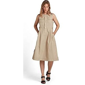G-STAR RAW Dames Fit And Flare Business Casual Jurk, beige (Westpoint Khaki D19723-a790-c531), M
