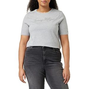 Tommy Hilfiger S/S gebreide tops voor dames, Grijs (lichtgrijs Heather), XL