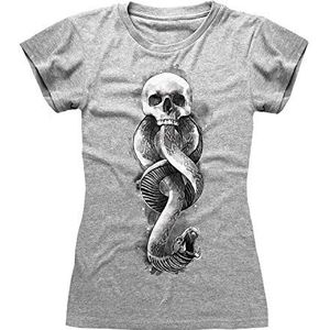Harry Potter Dark Arts Snake Gemonteerd t-shirt, Vrouwen, S-2XL, Heather Grey, Officiële Koopwaar