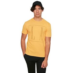 Trendyol Mannelijke Herenkleding Slim Standaard Gebreide T-shirt met ronde hals, Mosterd, M