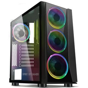 SPIRIT OF GAMER - Ghost III - ARGB Gamer PC behuizing - ATX/mATX/ITX Tower - ABS kunststof frontplaat - zijwand gehard glas - stalen frame - 4 ventilatoren 5 volt - RGB led adresseerbaar 120 mm