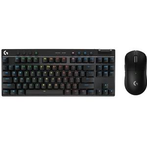 Logitech G PRO X TKL LIGHTSPEED Draadloos gamingtoetsenbord, uiterst mobiel ontwerp zonder numpad, LIGHTSYNC RGB,US INT'L,G PRO X SUPERLIGHT 2 LIGHTSPEED Draadloze Gaming Muis, Lichtgewicht - Zwart