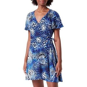 nolie Dames mini-jurk met dierenprint 19227035-NO01, koningsblauw, S, koningsblauw, S