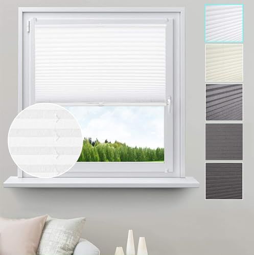 WOLTU - PS5586ws - Plisségordijn - Wit - Verduisterend, zonder boren, 120x130cm