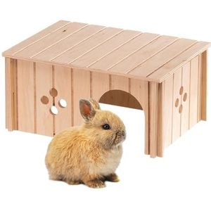 Ferplast 84646099 houten huis voor konijnen, SIN 4646, totale afmeting ca. 33 x 23,6 x 16 cm