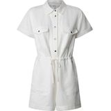 Pepe Jeans - Jumpsuit 'Edmee' - Wit - Korte Lengte - Polokraag