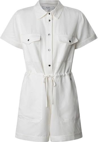 Pepe Jeans - Jumpsuit 'Edmee' - Wit - Korte Lengte - Polokraag