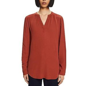 ESPRIT Basic blouse met V-hals, Rust Brown, XXS