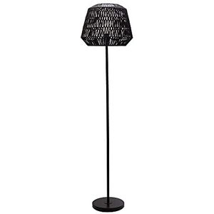 Pauleen 48227 Timber Pearl staande lamp max. 20 watt zwart staande lamp in boho-look van papieren vlechtwerk, metaal E27
