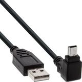 InLine 34110 USB 2.0 mini-kabel, stekker A naar mini-B-stekker (5 pol.) boven gehoekt 90°, zwart, 1m