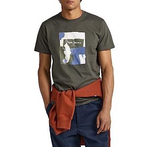 Pepe Jeans Oldwive T-shirt voor heren, Groen (Olijf), XS