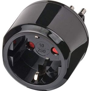 Brennenstuhl reisstekker / reisadapter (reisstekkeradapter voor: Italiaanse stopcontact en eurostekker) kleur: zwart