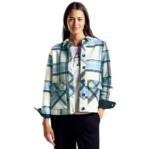 Street One - Kort Jasje - Wit - Geruite Jas - Overhemdkraag met Knoopsluiting