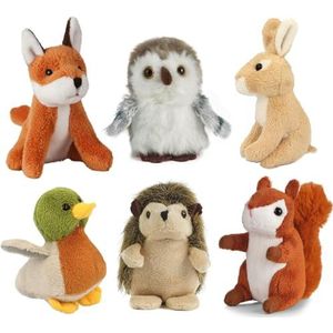 Living Nature Wildtier-Friends, 6 x realistische kleine knuffelige bosknuffeldieren, Naturli milieuvriendelijke pluche dieren, 9 cm