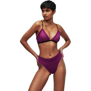 KARL LAGERFELD Dames Kl Monogram W/Ruffle Briefs, Phlox, XS