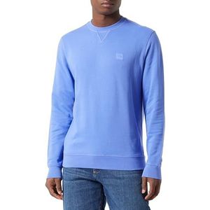 BOSS Westart Relaxed-Fit sweatshirt van katoen met logo-patch, Bright Purple525, 3XL