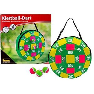 Idena 40127 dartspel met opblaasbaar dartbord van stof en 3 klittenbandballen, diameter ca. 40 cm, ideaal voor binnen, buiten, op vakantie en onderweg, kleurrijk
