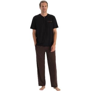 Dagi Heren Navy Short Sleeve T-Shirt Broek Pyjama Set, S, Donkerblauw, S