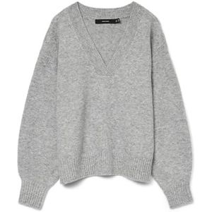 Vero Moda - Vmboom Ls V-neck Pullover Noos - Lichtgrijs Melange - Dames