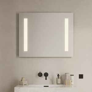 Loevschall Godhavn vierkante spiegel met verlichting, led-spiegel met touch-schakelaar, 80 x 65 cm, badkamerspiegel met led-verlichting, verstelbare badkamerspiegel met verlichting