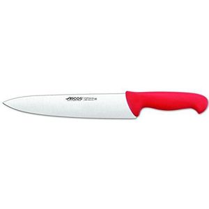 Arcos Serie 2900 Koksmes – roestvrij staal nitrum 25,4 cm – handvat van rood polypropyleen – kleuridentificatiesysteem – zilver – robuust en hygiënisch keukengereedschap (17 cm)