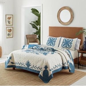 Tommy Bahama Zacht katoenen beddengoed, kusthuisdecoratie, Oeko-Tex gecertificeerd, 100%, blauw, kingsize dekbed