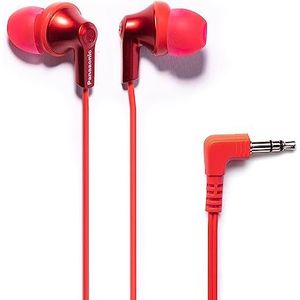 Panasonic ErgoFit bedrade hoofdtelefoon, RP-HJE120-RA, comfortabele pasvorm, in-ear hoofdtelefoon met helder, dynamisch geluid, metallic rood