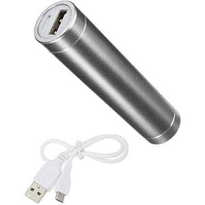 Externe accu voor iPhone 11 Pro, universeel, power bank, 2600 mAh, met USB-kabel/Mirco USB, voor telefoon (zilver)