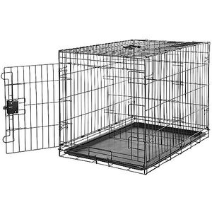Amazon Basics Duurzame, opvouwbare hondenkooi van metaaldraad met plateau en enkele deur, 91,44 x 58,42 x 63,5 cm, zwart