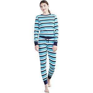 Hatley Pyjama voor dames van biologisch katoen, Oceaan blauwe strepen, L