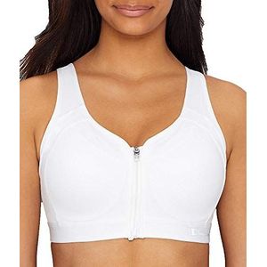Champion Women's Motion Control Zip Sports Bra, White, 40C