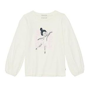 TOM TAILOR Meisjes shirt met lange mouwen met ballerina-print, 12906-Wool White, 92/98, 12906-wol wit, 92/98 cm