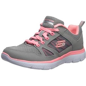 Skechers Meisjes Summits-New World Trainers, Grijs leer mesh koraal rand, 36.5 EU